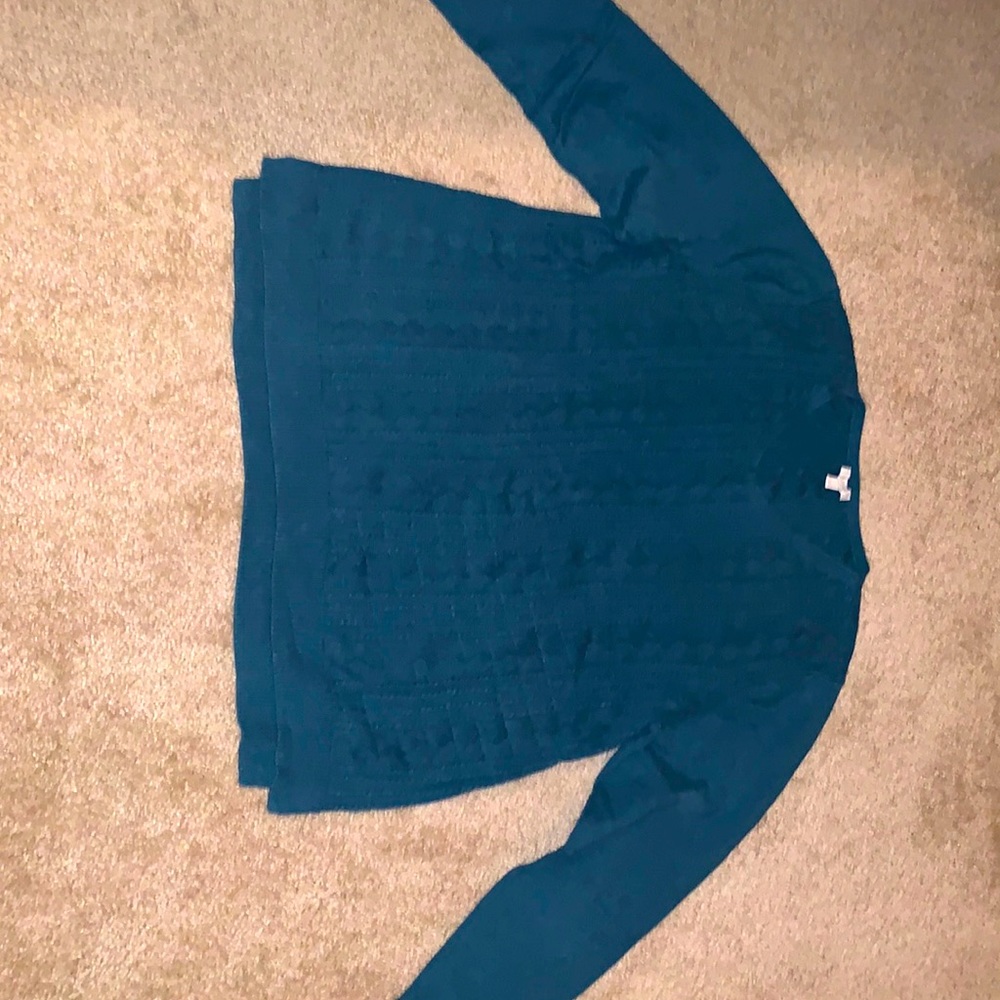 Talbots teal cable knit v-neck sweater, XL